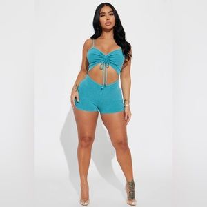 Fashion Nova Teal shorts romper